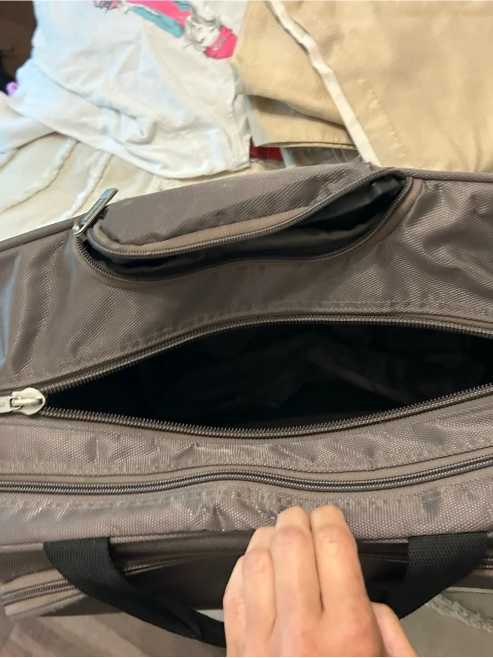 Professional Taupe Laptop Briefcase with Wheels - Men Bags